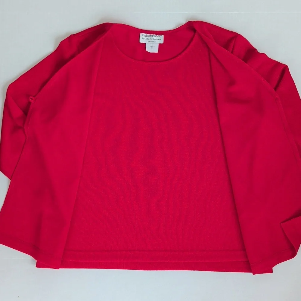Vtg. Haberdashery by Leslie Fay Sportswear Mock Two-Piece Cardigan LP Red - Picture 6 of 15